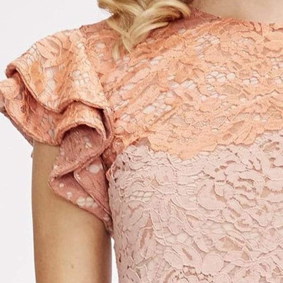 Eva Franco Coral Lace Flutter Sleeve Mini Dress - Picture 3 of 4